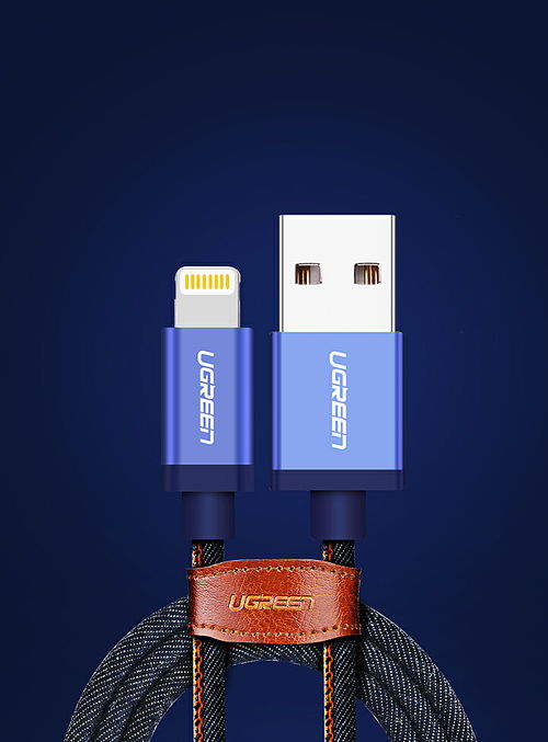 亚马逊产品拍摄与精修 牛仔布材质数据线场景图的天马创意